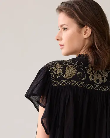 Summum Woman Blouse crinkled thin gauze - Black Summum Woman Blouse crinkled thin gauze - Black