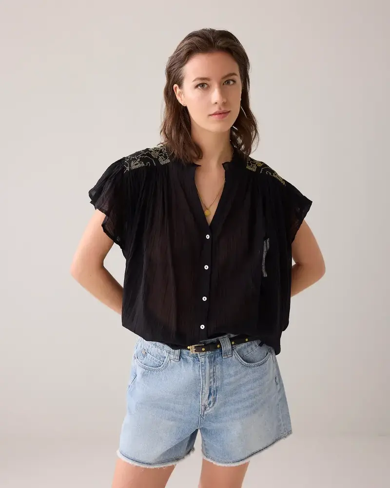 Summum Woman Blouse crinkled thin gauze - Black Summum Woman Blouse crinkled thin gauze - Black