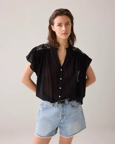 Summum Woman Blouse crinkled thin gauze - Black Summum Woman Blouse crinkled thin gauze - Black