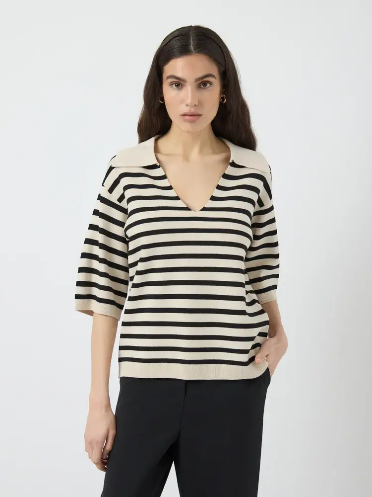 Y.A.S Fonny 2/4 Knit Pullover - Birch Black stripes Y.A.S Fonny 2/4 Knit Pullover - Birch Black stripes