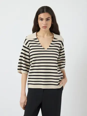 Y.A.S Fonny 2/4 Knit Pullover - Birch Black stripes Y.A.S Fonny 2/4 Knit Pullover - Birch Black stripes