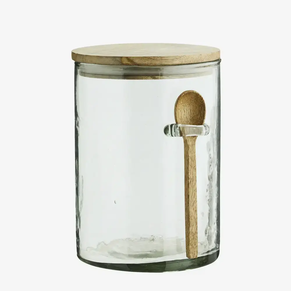 Madam Stoltz Glazen pot met houten lepel – groot Madam Stoltz Glazen pot met houten lepel – groot