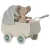 Maileg Pram with Baby Mouse - Mint Maileg Pram with Baby Mouse - Mint
