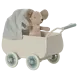 Maileg Pram with Baby Mouse - Mint Maileg Pram with Baby Mouse - Mint