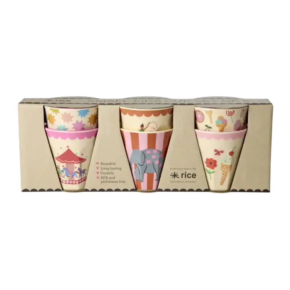 Rice Kinderbeker Fun Fair (roze) - set van 6 Rice Kinderbeker Fun Fair (roze) - set van 6