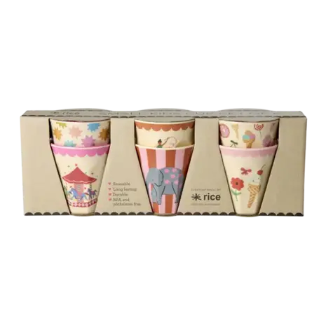 Rice Kinderbeker Fun Fair (roze) - set van 6 Rice Kinderbeker Fun Fair (roze) - set van 6
