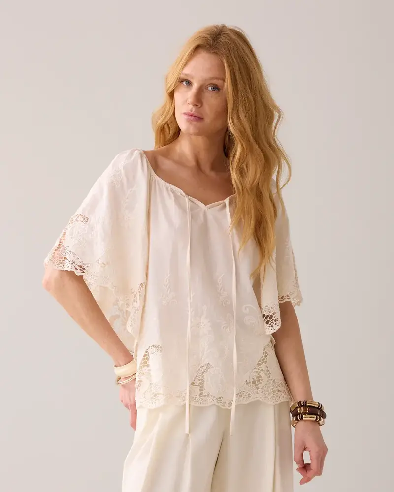 Summum Woman Top open work cotton - Ivory Summum Woman Top open work cotton - Ivory