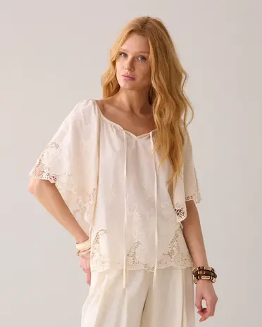 Summum Woman Top open work cotton - Ivory Summum Woman Top open work cotton - Ivory