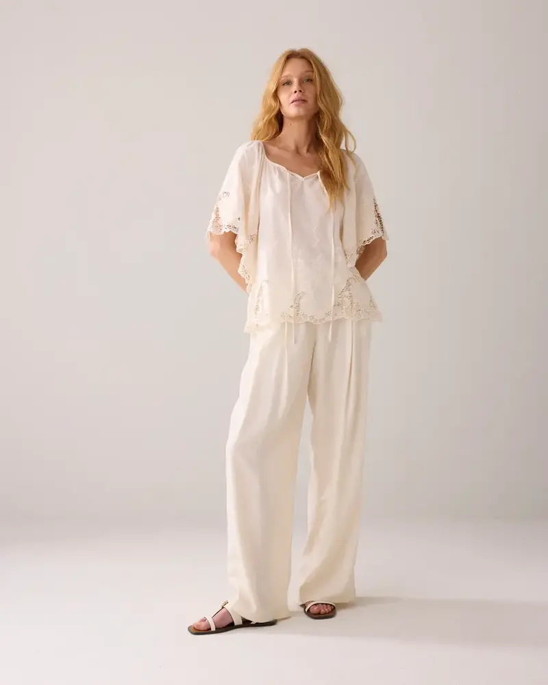 Summum Woman Top open work cotton - Ivory Summum Woman Top open work cotton - Ivory