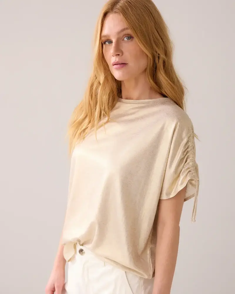 Summum Woman Top coated viscose linen - Ivory Summum Woman Top coated viscose linen - Ivory