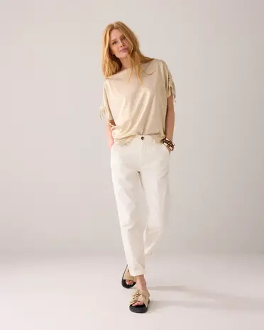 Summum Woman Top coated viscose linen - Ivory Summum Woman Top coated viscose linen - Ivory