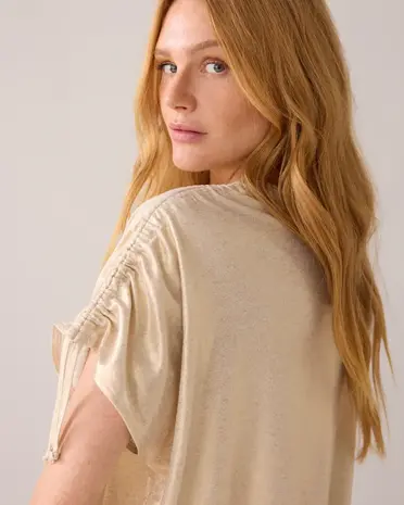 Summum Woman Top coated viscose linen - Ivory Summum Woman Top coated viscose linen - Ivory