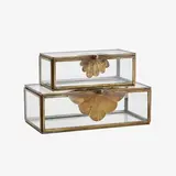 Madam Stoltz Glass boxes w/ brass leaf