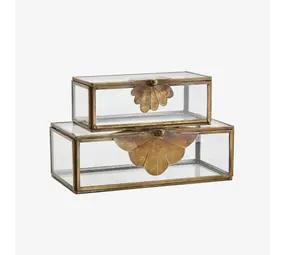 Madam Stoltz Glass boxes w/ brass leaf
