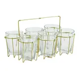 Madam Stoltz Iron rack w/ drinking glass - Ant. brass