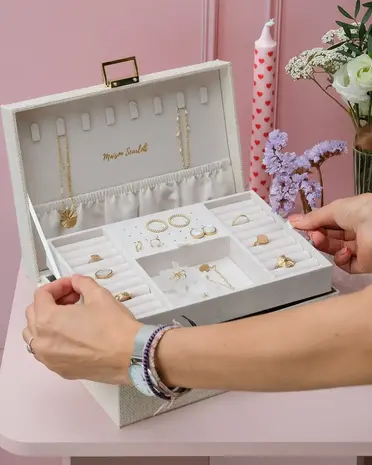 Maison Scarlett Sieradendoos Louise - Linnen Roze Maison Scarlett Sieradendoos Louise - Linnen Roze