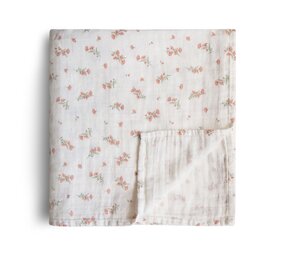Mushie Swaddle 120 x 120cm - pink flowers
