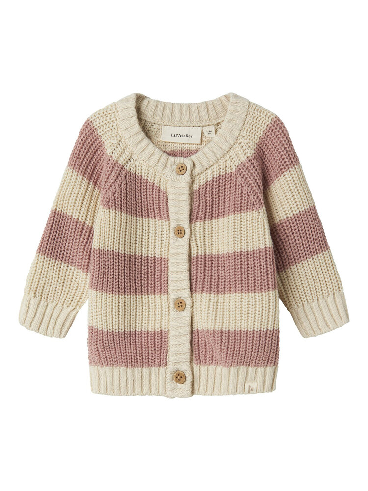 Lil' Atelier Emlen Knit Card Stripe - Turtledove Misty Rose