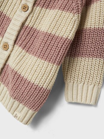 Lil' Atelier Emlen Knit Card Stripe - Turtledove Misty Rose