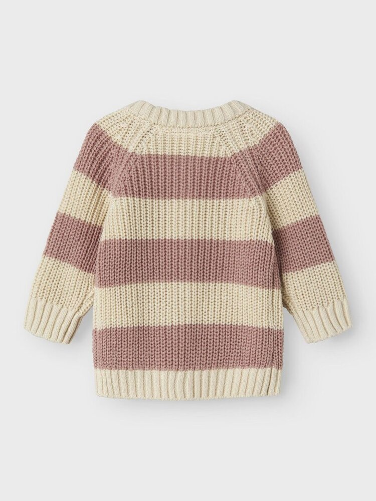 Lil' Atelier Emlen Knit Card Stripe - Turtledove Misty Rose