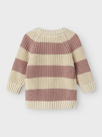 Lil' Atelier Emlen Knit Card Stripe - Turtledove Misty Rose