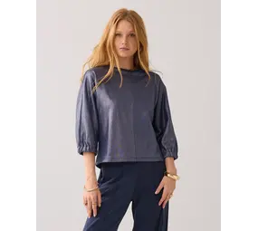 Summum Woman Top Fluid coated sweat – Midnightblue