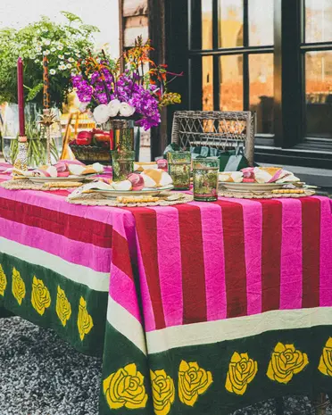 Casa Juna Tafelkleed Stripes & Roses Casa Juna Tafelkleed Stripes & Roses