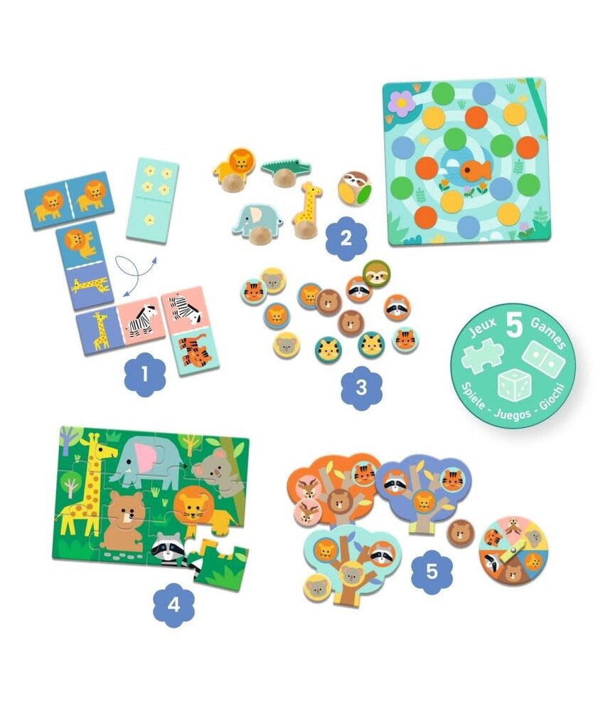 Djeco Wilde Dieren - 5 Spellen Djeco Wilde Dieren - 5 Spellen