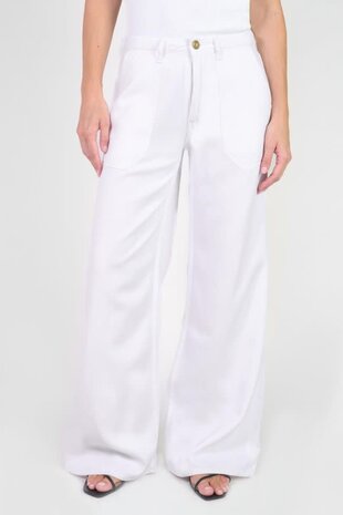 Le Temps des Cerises Jeans tencel wide leg Victoria high waist - White