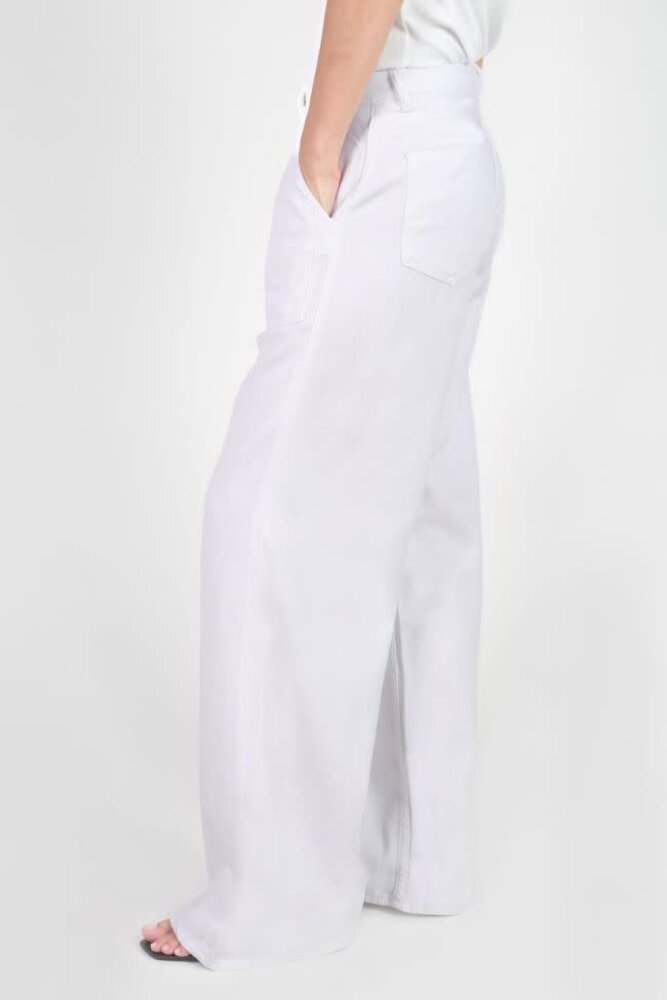 Le Temps des Cerises Jeans tencel wide leg Victoria high waist - White