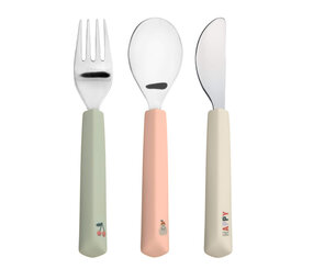 Lässig Cutlery with Silicone Handle 3 pcs - Happy  Fruits Cherry Lässig Cutlery with Silicone Handle 3 pcs - Happy  Fruits Cherry