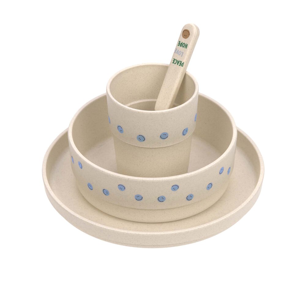 Lassig Dish Set PP/Cellulose Happy Rascals Smile - Sky blue