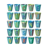 Rice Melamine Alphabet - Stripes - Blue Rice Melamine Alphabet - Stripes - Blue