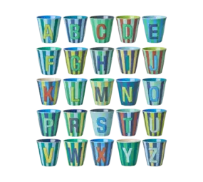 Rice Melamine Alphabet - Stripes - Blue Rice Melamine Alphabet - Stripes - Blue