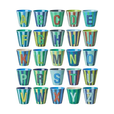 Rice Melamine Alphabet - Stripes - Blue Rice Melamine Alphabet - Stripes - Blue