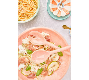 Rice Resin Salad Spoon and Fork in Soft Pink