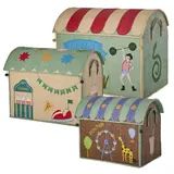 Rice Raffia Toy Baskets with Mint Fun Fair Theme Rice Raffia Toy Baskets with Mint Fun Fair Theme