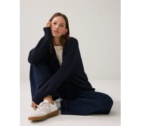 Summum Woman Puff sleeve cardigan cozy melange knit – Midnightblue