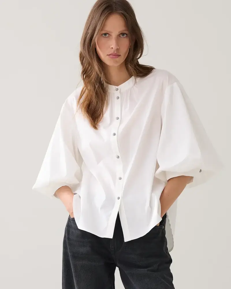 Summum Woman Blouse Cotton stretch – OffWhite Summum Woman Blouse Cotton stretch – OffWhite