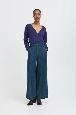 ICHI Aubery Pants – Washed Dark Blue