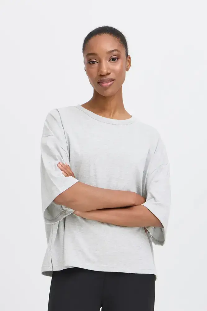 ICHI Palmer Loose Shirt – Grey Melange