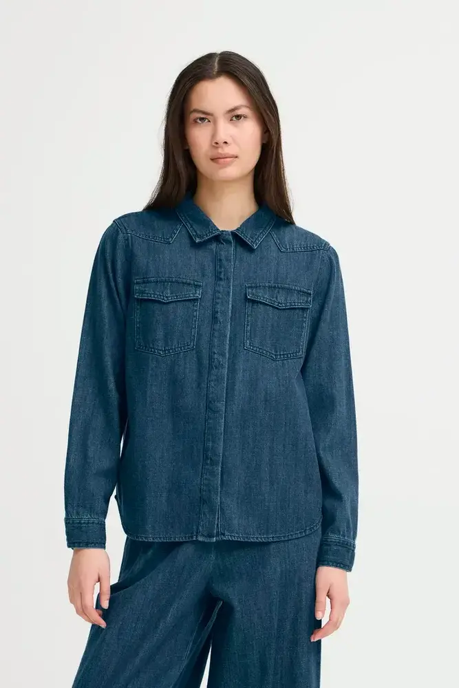 ICHI Aubery Shirt – Washed Dark Blue