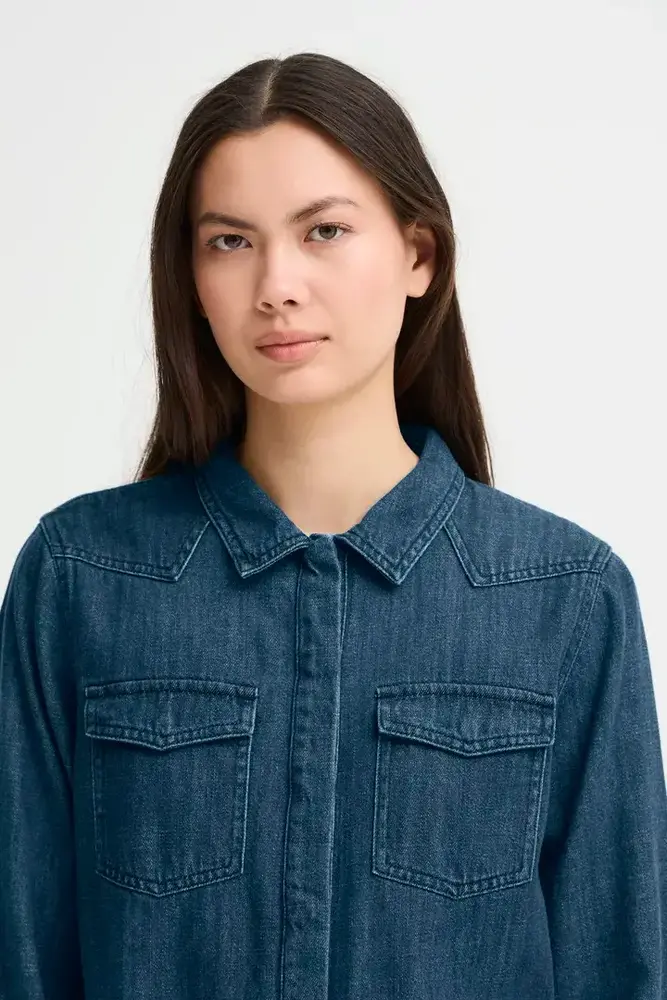 ICHI Aubery Shirt – Washed Dark Blue
