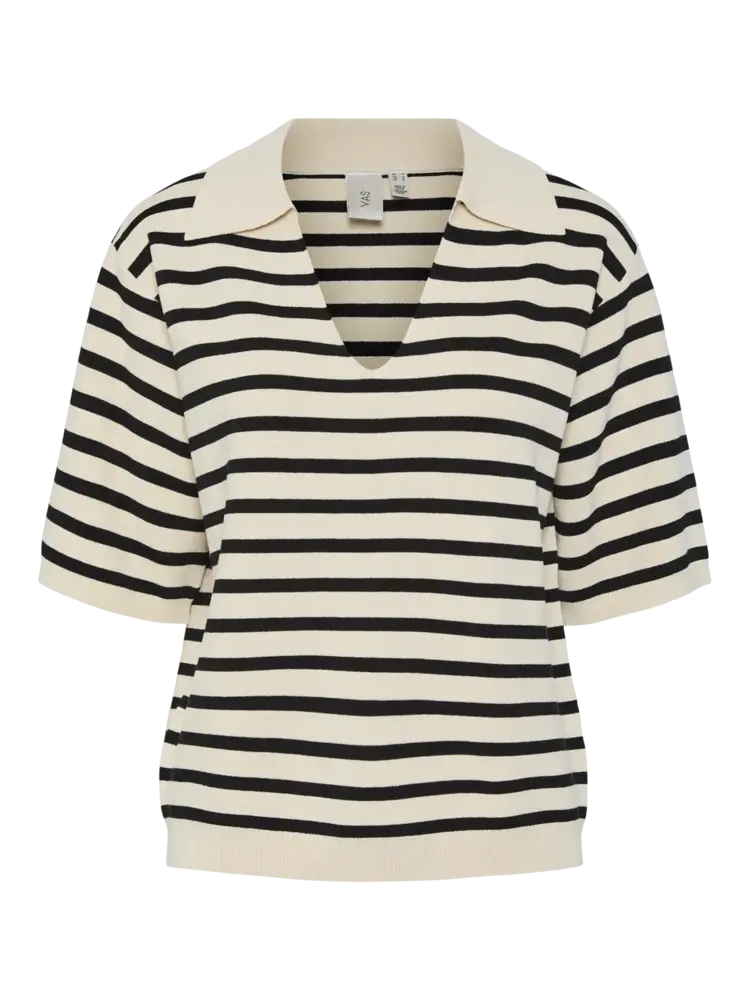 Y.A.S Fonny 2/4 Knit Pullover - Birch Black stripes Y.A.S Fonny 2/4 Knit Pullover - Birch Black stripes