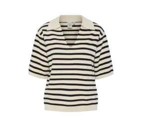 Y.A.S Fonny 2/4 Knit Pullover - Birch Black stripes Y.A.S Fonny 2/4 Knit Pullover - Birch Black stripes