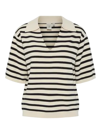Y.A.S Fonny 2/4 Knit Pullover - Birch Black stripes Y.A.S Fonny 2/4 Knit Pullover - Birch Black stripes