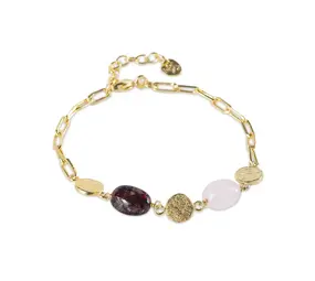 A Beautiful Story Aesthetic Rose Quartz Garnet Bracelet GP A Beautiful Story Aesthetic Rose Quartz Garnet Bracelet GP