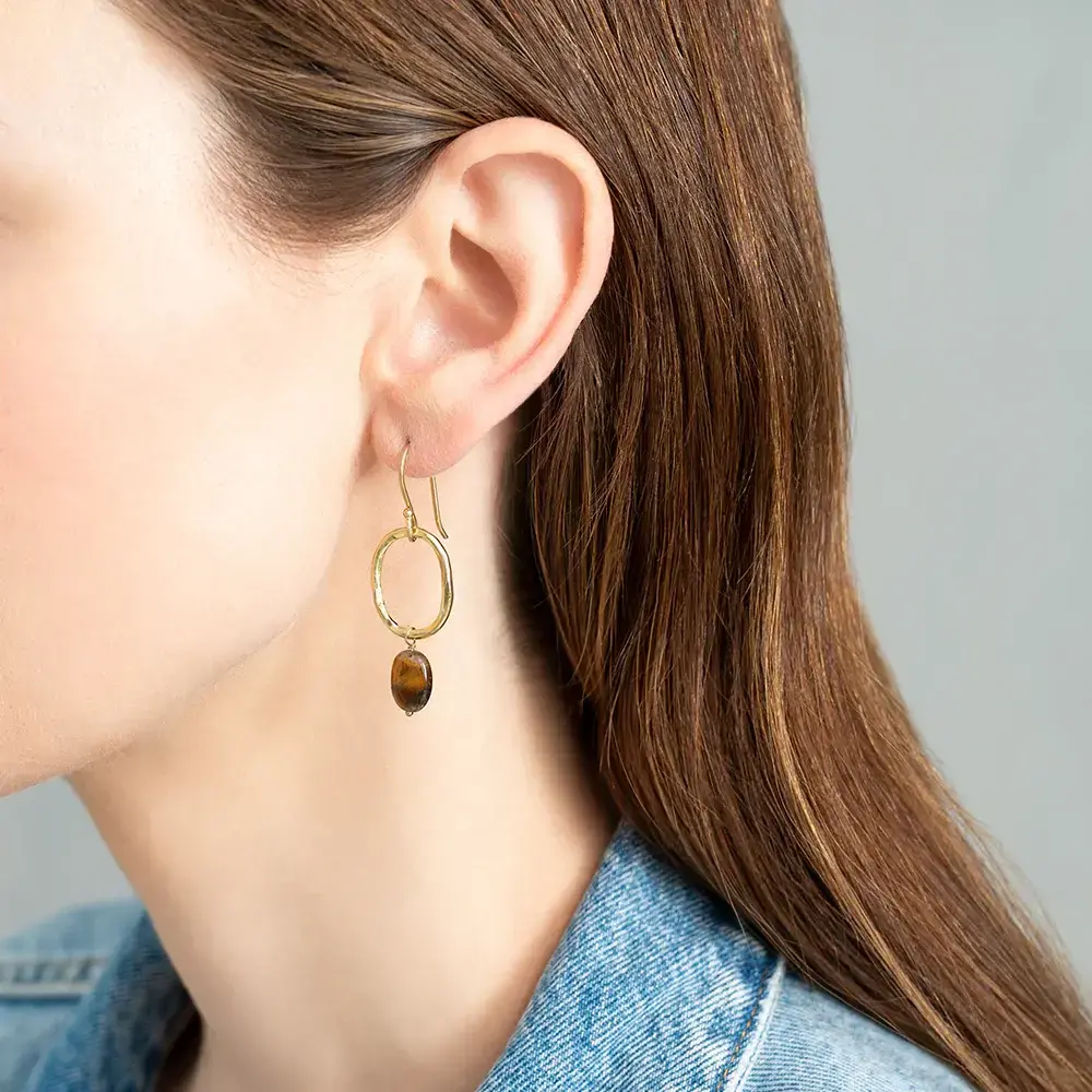 A Beautiful Story Graceful Tiger Eye GP Earrings