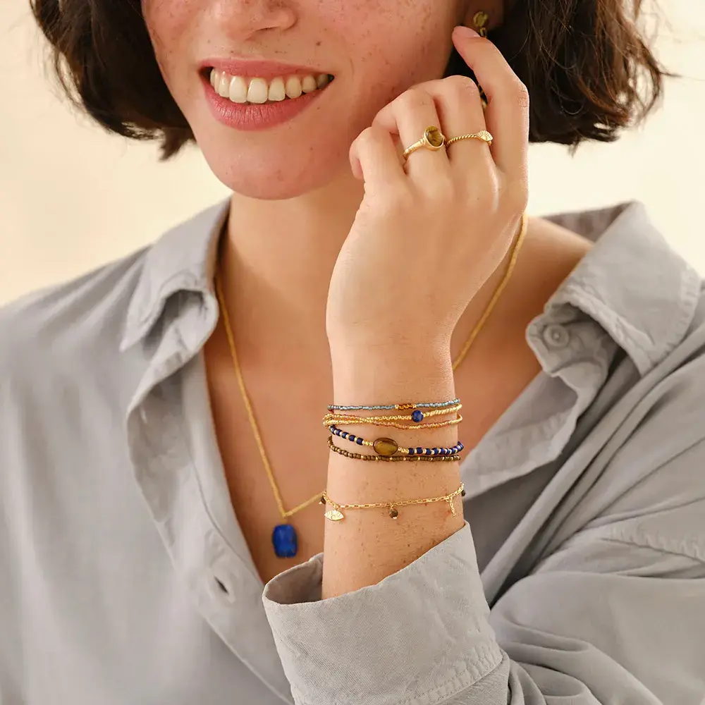 A Beautiful Story Experience Lapis Lazuli Tiger Eye Bracelet GC