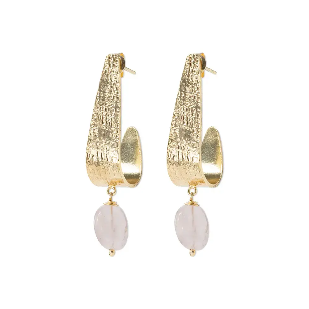A Beautiful Story Amazing Rose Quartz Earrings GP